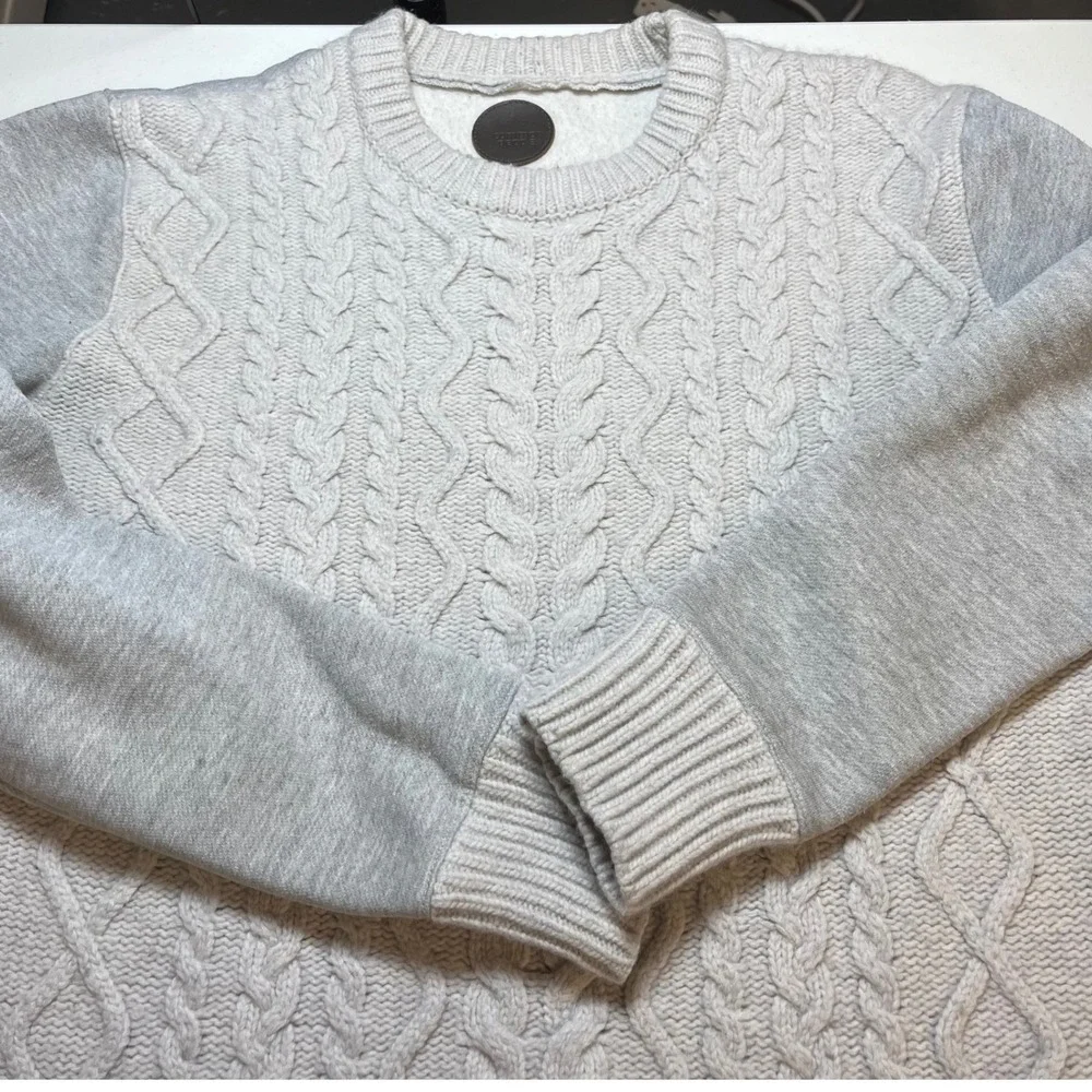 Common People Mens Cable Knit Crewneck Sweater‎ Size L Wool Blend Fisherman Core